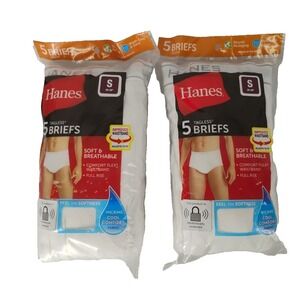 2 (5pk) Packs (10 Total) Hanes Mens Tagless Briefs White Size Small (28-30")